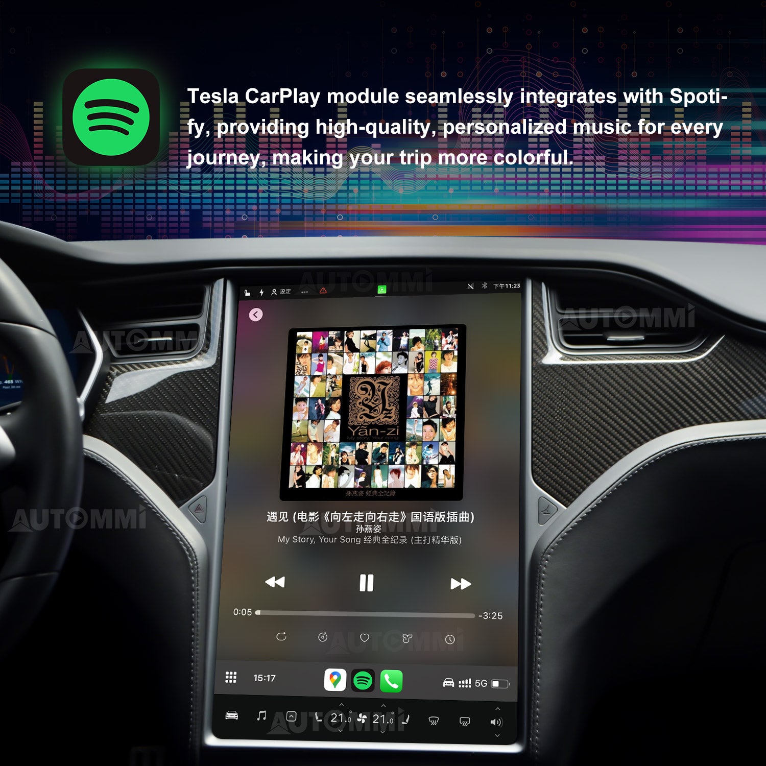 AutoMMI 2014-2021 Tesla Model S Model X Head Units Wireless Apple CarPlay &amp; Android Auto Module integration kit