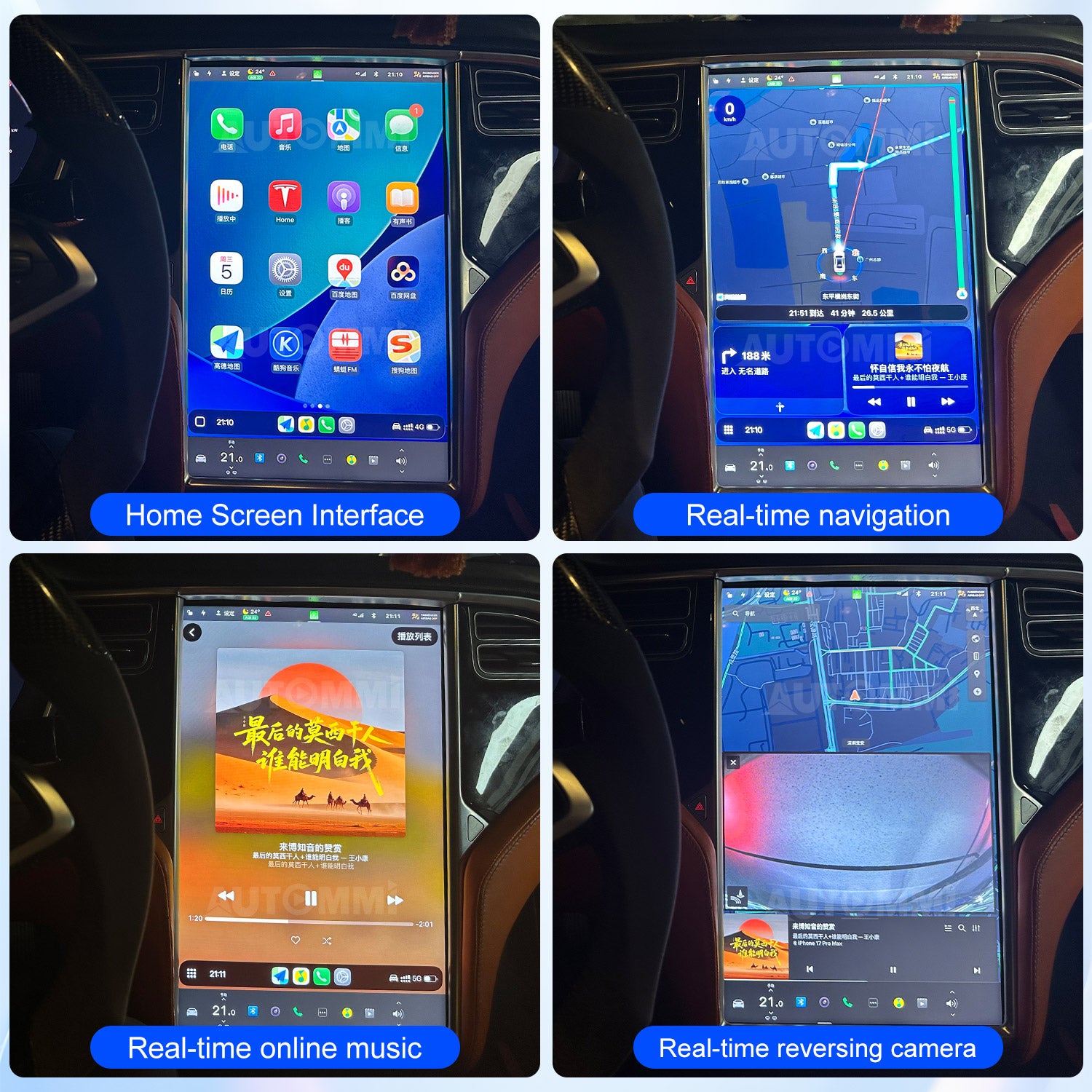 AutoMMI 2014-2021 Tesla Model S Model X Head Units Wireless Apple CarPlay &amp; Android Auto Module integration kit