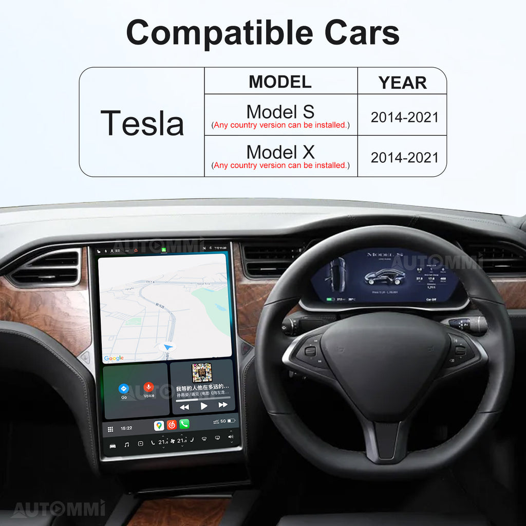 AutoMMI 2014-2021 Tesla Model S Model X Head Units Wireless Apple CarPlay &amp; Android Auto Module integration kit