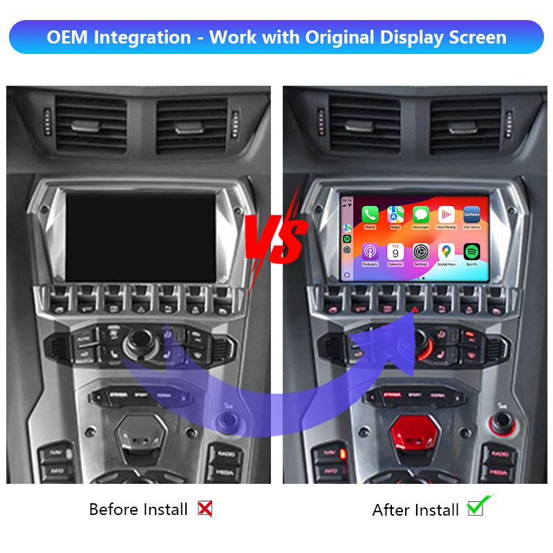 AutoMMI 2012-2018 Lamborghini Aventador MMI3G Wireless Apple CarPlay Android Auto Decoder Module Interface Kit