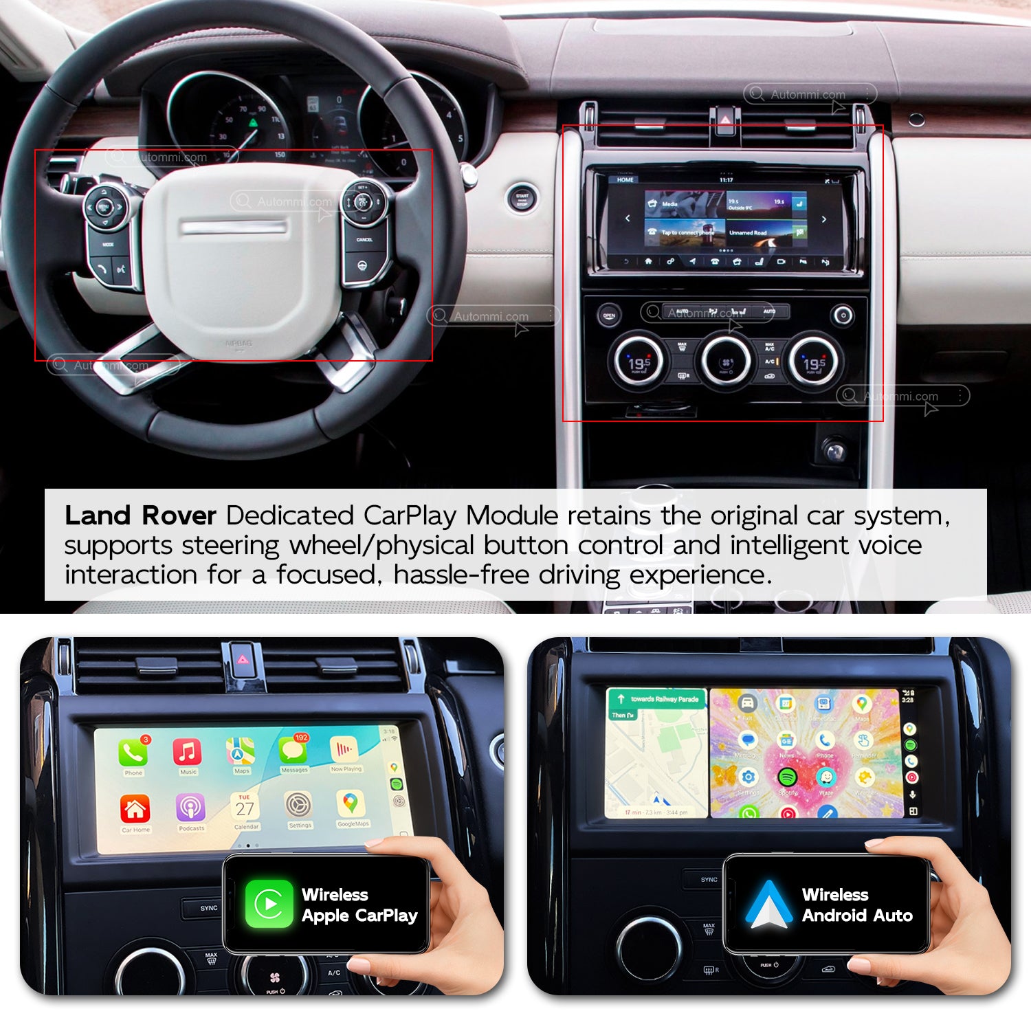 AutoMMI 2017-2019 Land Rover Discovery 5 (10.25 inch screen) Wireless Apple CarPlay Android Auto Decoder Module Interface Kit