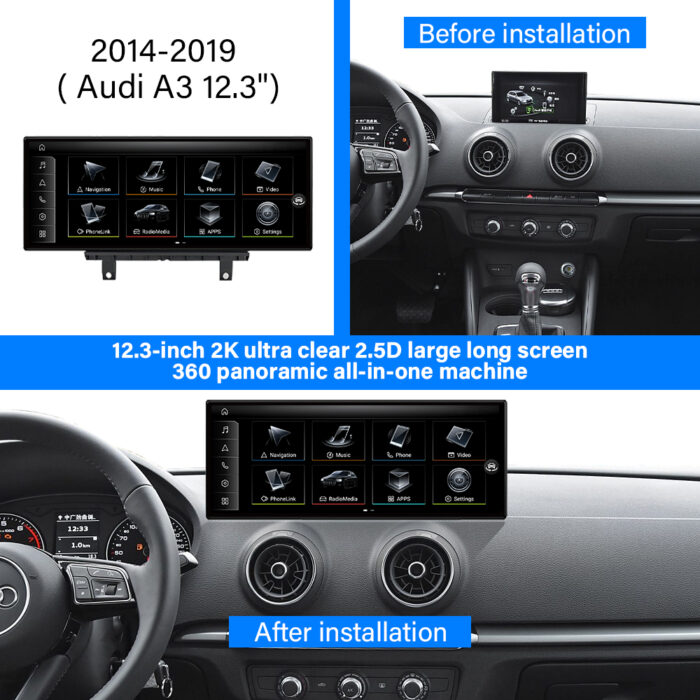 2014-2019 Audi A3 Q3 12.3" 14.9" Ultra-thin Qualcomm Android Touch Screen gps navigation - Image 3