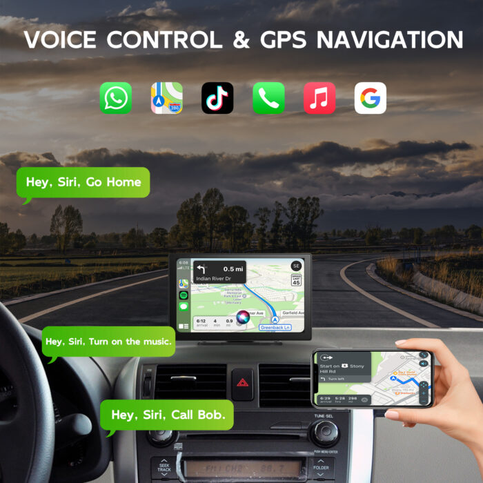 10.1 Inch Apple Carplay Screen Built-in GPS Reversing Aid MP3/MP4 Players Handsfree Split Screen - Image 3