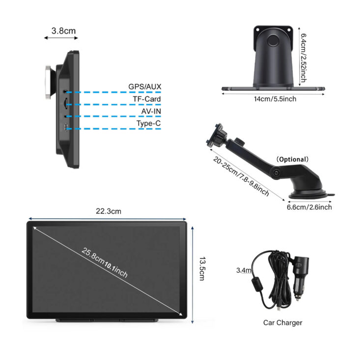 10.1 Inch Apple Carplay Screen Built-in GPS Reversing Aid MP3/MP4 Players Handsfree Split Screen - Image 5