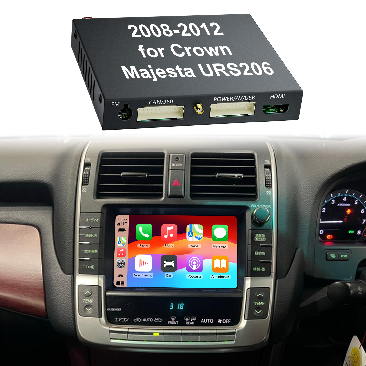 Autommi 2008-2012 Crown Majesta URS206 Wireless Apple CarPlay & Android Auto Integration Kits