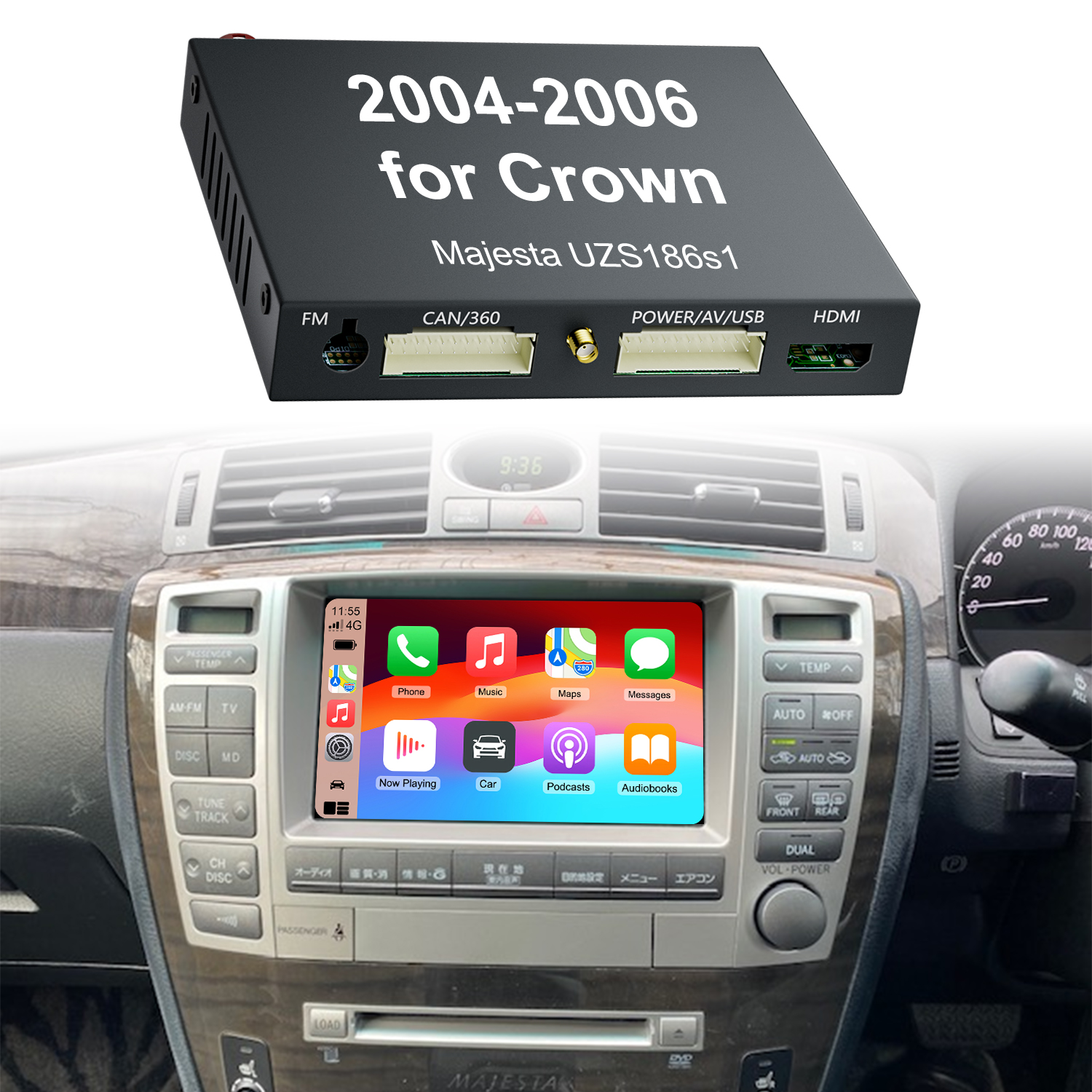 Autommi 2004-2006 Toyota Crown Majesta UZS186s1 wireless Apple CarPlay & Android Auto Integration Kits