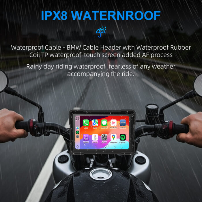 Motorcycle 5 Inch Wireless apple Carplay Android Auto GPS Dashcam Moto Touch Screen with Waterproof IPX8 Vintage Motorbike - Image 2