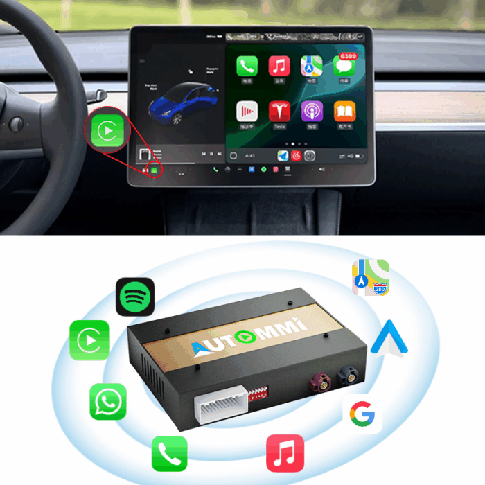 Tesla Model 3/Y Wireless Apple CarPlay Android Auto Integration kit Upgrade for 2017-2025 Tesla Original Screen