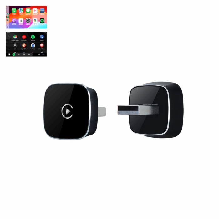 2 in 1 Wireless Carplay Adapter & Android Auto Dongle Mini Plus Work IPHONE with USB Type a c Connector for car
