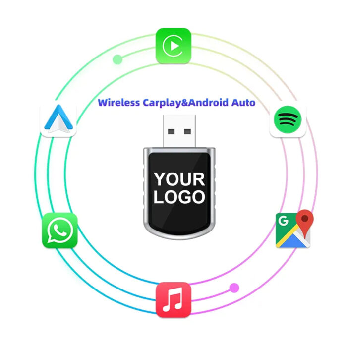 AUTOMMI 2In1 Wireless Dongle Apple CarPlay Android Auto USB Wired to Wireless Adapter for Original Wire CarPlay
