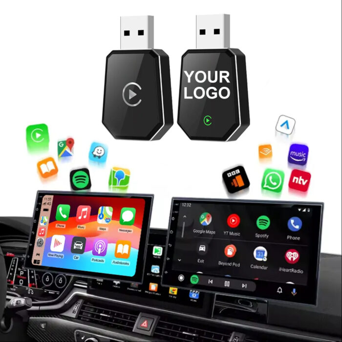 AUTOMMI 2In1 Wireless Dongle Apple CarPlay Android Auto USB Wired to Wireless Adapter for Original Wire CarPlay