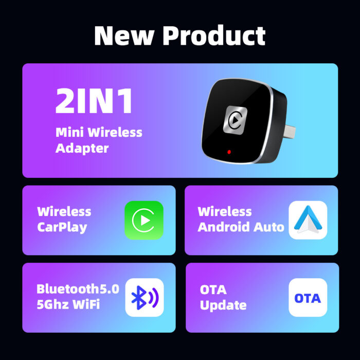 2 in 1 Wireless Carplay Adapter & Android Auto Dongle Mini Plus Work IPHONE with USB Type a c Connector for car - Image 7