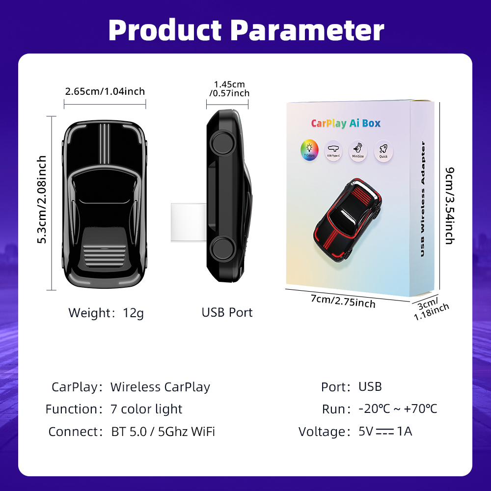 Autommi Manufacturing Wireless Carplay Adapter Dual Connector Smart Carplay Ai Box Support Wireless Carplay Android Auto 2 in 1 - Image 6