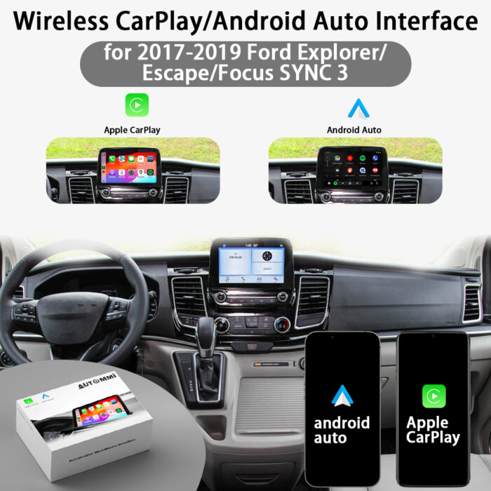 Explorer Escape Focus SYNC Upgrade Kit Wireless CarPlay and Android Auto Integration Auto Electronics for 2017-2019 Ford CarPlay Module