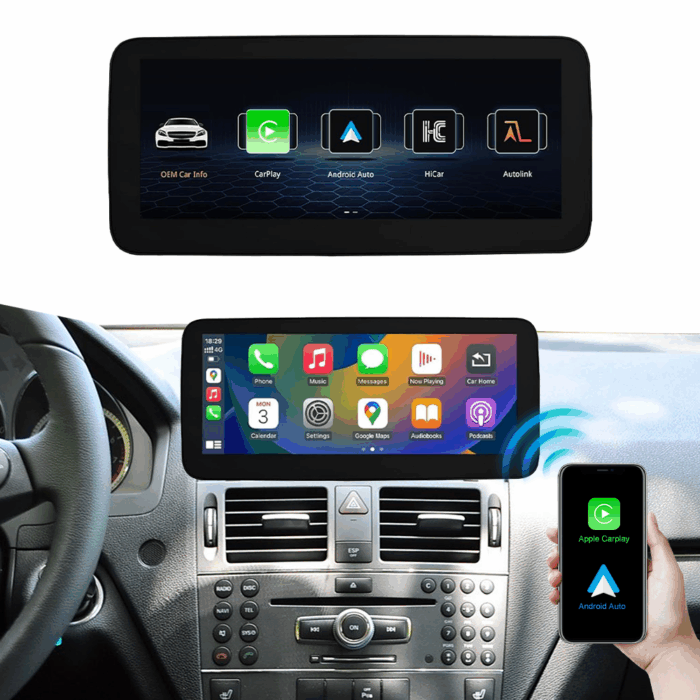10.25''/12.3'' Wireless CarPlay Android Auto for Mercedes Benz NTG4.0 G Linux Portable Touch Screen Head CD MP3 DVR TV W204