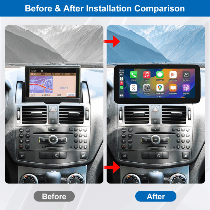 10.25''/12.3'' Wireless CarPlay Android Auto for Mercedes Benz NTG4.0 G Linux Portable Touch Screen Head CD MP3 DVR TV W204 - Image 3