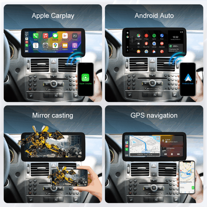 10.25''/12.3'' Wireless CarPlay Android Auto for Mercedes Benz NTG4.0 G Linux Portable Touch Screen Head CD MP3 DVR TV W204 - Image 4