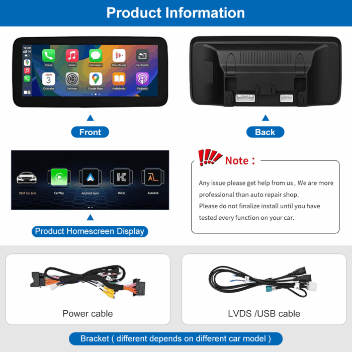 10.25''/12.3'' Wireless CarPlay Android Auto for Mercedes Benz NTG4.0 G Linux Portable Touch Screen Head CD MP3 DVR TV W204 - Image 2