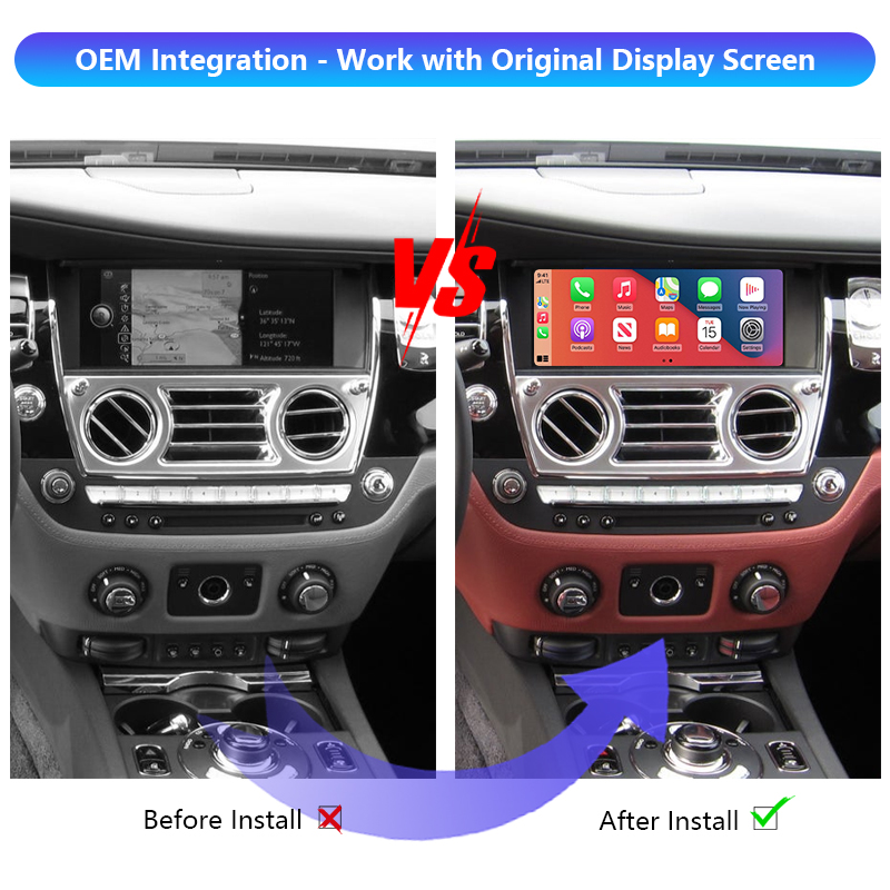 Wraith Auto Electronics Upgrade Wireless CarPlay Adapter Android Auto Interface Module Box for 2013 - 2015 Rolls-Royce - Image 2