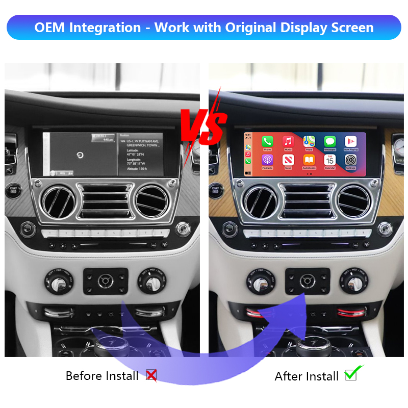 Wraith Auto Electronics Upgrade Wireless CarPlay Adapter Android Auto Interface Module Box for 2013 - 2015 Rolls-Royce - Image 2
