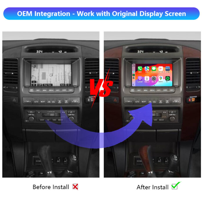 2006-2008 GX470 Wireless Apple CarPlay Android Auto Mirror Link Retrofit Integration Kit Car DVD Player for Lexus GX470 CarPlay - Image 2