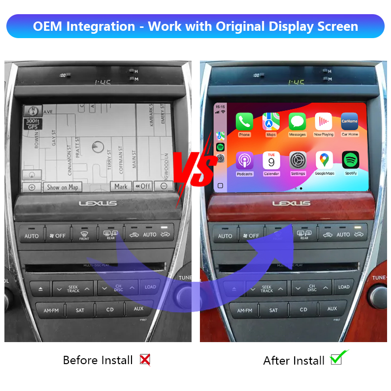 Autommi 2009-2012 Lexus ES350 OEM Head Units Wireless Apple CarPlay & Android Auto Integration Kits - Image 2